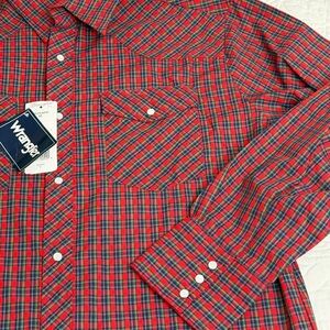 Wrangler Men's Retro Shirt Western Long Sleeve Pearl Snap Pockets Plaid Medium